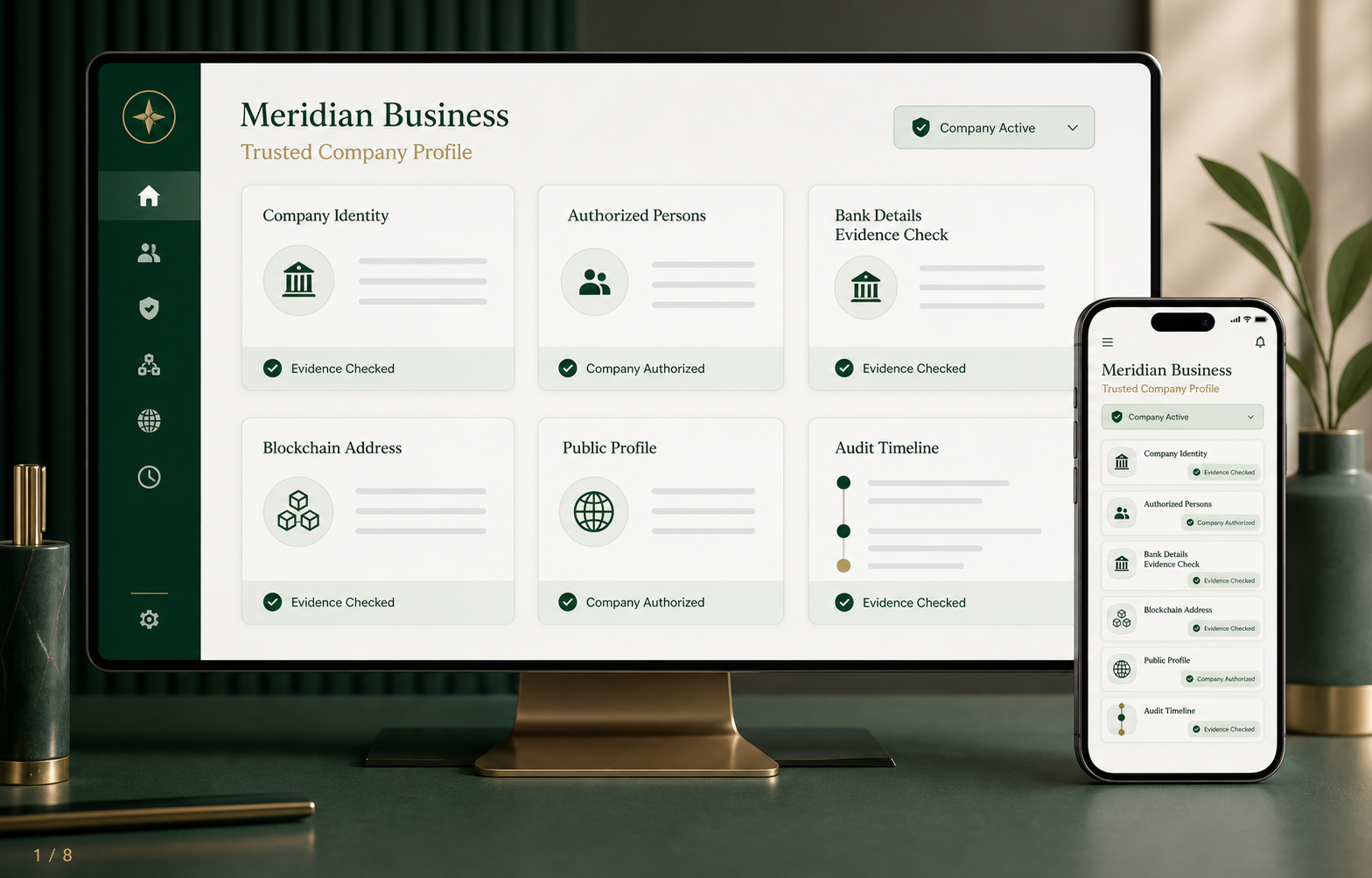 Meridian Business entry dashboard concept